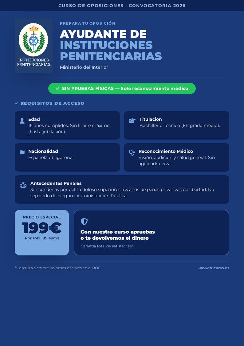 Cartel del curso Oposiciones a Instituciones Penitenciarias